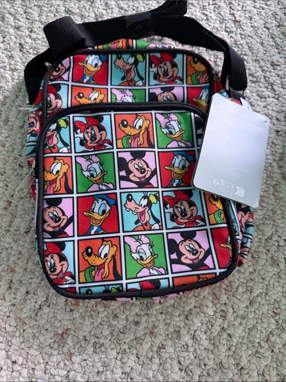 Disney Parks Mickey and Friends Character Patchwork Crossbody Bag - Multicolor